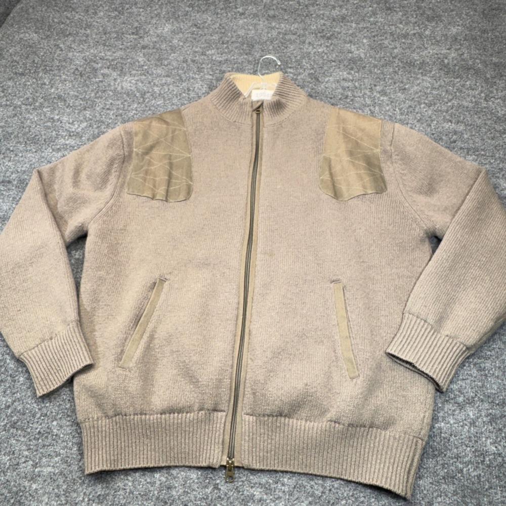 Beretta Shooting Jacket Mens XL Tan Lambswool Full Zip Hunting Sweater Gorpcore